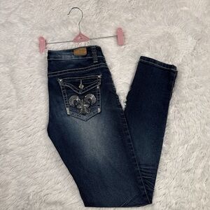 Reign Dark Blue Skinny Jeans with Embellished Pockets